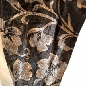Elegant Gold and black flowered velvet and satin scarf, 3x1